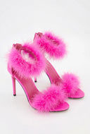 Feather Ankle Strap Stilettos