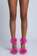 Feather Ankle Strap Stilettos