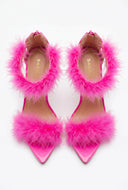 Feather Ankle Strap Stilettos