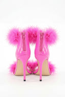 Feather Ankle Strap Stilettos