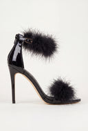 Feather Ankle Strap Stilettos
