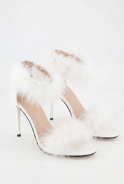 Feather Ankle Strap Stilettos