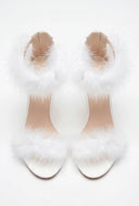 Feather Ankle Strap Stilettos