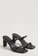 Square Toe Double Strap Mid Heels