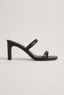 Square Toe Double Strap Mid Heels