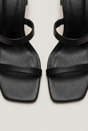 Square Toe Double Strap Mid Heels