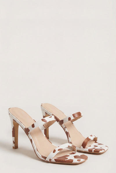 Square Toe Double Strap Mid Heels
