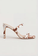 Square Toe Double Strap Mid Heels
