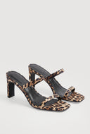 Square Toe Double Strap Mid Heels