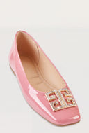 Glam Greek Key Square Toe Flats