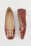 Glam Greek Key Square Toe Flats