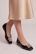 Glam Greek Key Square Toe Flats