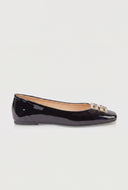 Glam Greek Key Square Toe Flats