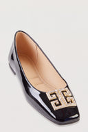 Glam Greek Key Square Toe Flats
