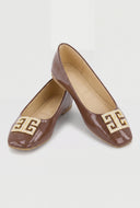 Glam Greek Key Square Toe Flats