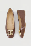 Glam Greek Key Square Toe Flats