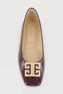 Glam Greek Key Square Toe Flats