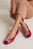 Glam Greek Key Square Toe Flats