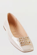 Glam Greek Key Square Toe Flats