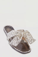 Glam Faux Pearl Bow Jelly Sandals