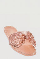 Glam Faux Pearl Bow Jelly Sandals