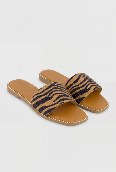 Glam Patterned Slide Sandals