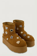 Aspen Faux Suede Charm Platform Booties