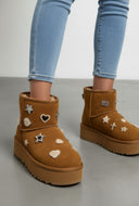 Aspen Faux Suede Charm Platform Booties
