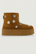 Aspen Faux Suede Charm Platform Booties