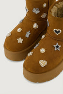 Aspen Faux Suede Charm Platform Booties