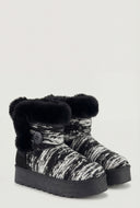 Faux Fur Platform Knit Booties