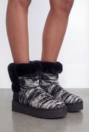Faux Fur Platform Knit Booties