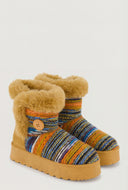 Faux Fur Platform Knit Booties