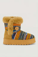 Faux Fur Platform Knit Booties