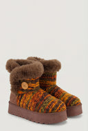 Faux Fur Platform Knit Booties