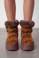Faux Fur Platform Knit Booties