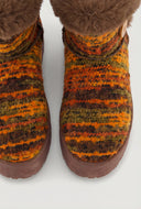 Faux Fur Platform Knit Booties