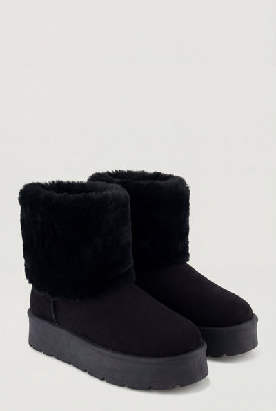 Faux Fur Trim Platform Booties