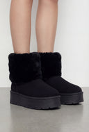 Faux Fur Trim Platform Booties