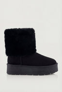 Faux Fur Trim Platform Booties