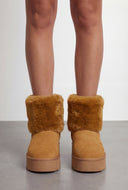 Faux Fur Trim Platform Booties
