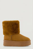 Faux Fur Trim Platform Booties