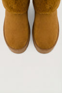 Faux Fur Trim Platform Booties