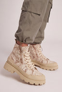 Canvas Lug Sole Combat Boots