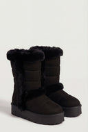Quilted Faux Suede Platform Winter Boots
