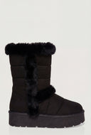 Quilted Faux Suede Platform Winter Boots