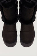Quilted Faux Suede Platform Winter Boots