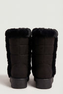 Quilted Faux Suede Platform Winter Boots