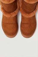 Quilted Faux Suede Platform Winter Boots