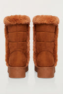 Quilted Faux Suede Platform Winter Boots